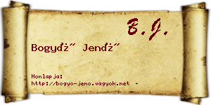 Bogyó Jenő névjegykártya